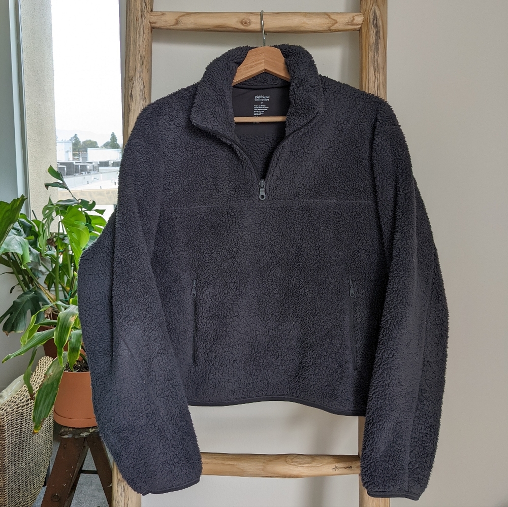 Girlfriend Collective Recycled Half-Zip Fleece Sweater Size Medium